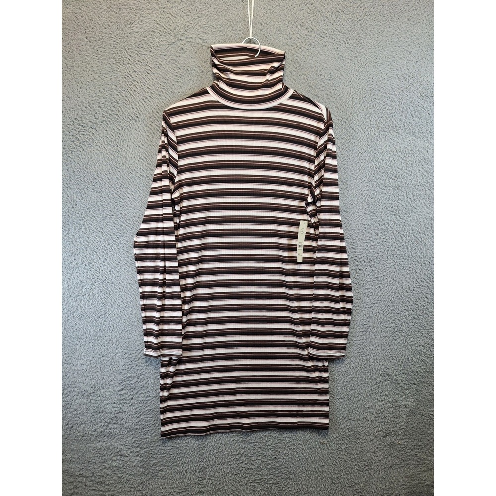 No Boundaries Knit Sweater Dress Womens L Multi Striped Long Sleeve Turtleneck